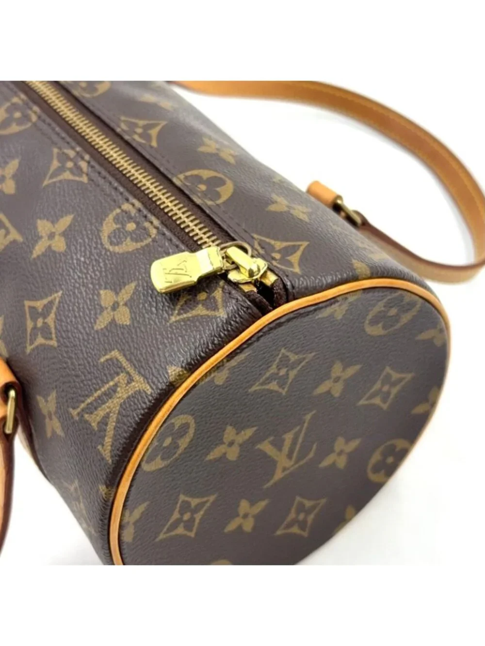 Louis Vuitton Monogram Vintage Leather Brown Handbag Gold